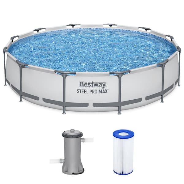 Bestway Steel Pro MAX 12 ft. by 30 in. Above Ground Swimming Pool Set, Gray