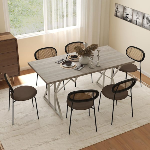 HOMCOM Distressed Gray Wood Cross Legs Dining Table, Seats 4 People, Extendable Drop Leaf