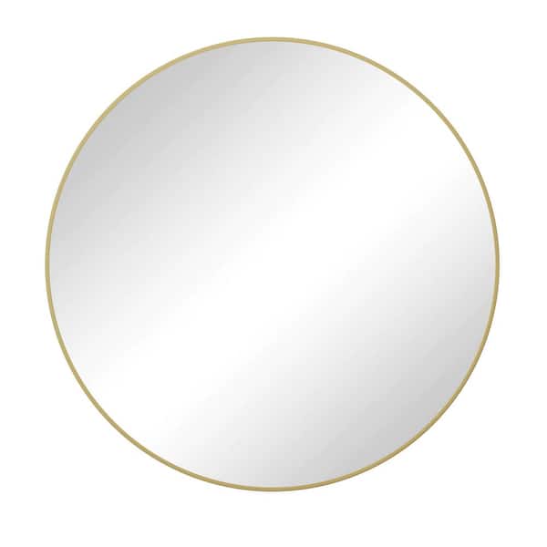 CONGE IMPORT LLC Glod 36 in. W x 36 in. H Bedroom Round Metal Framed Mirror, for Bathroom Living Room Vanity Wall Decor HD Anti-Collision