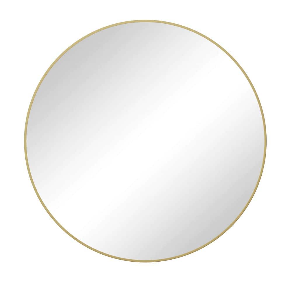Glod 36 in. W x 36 in. H Bedroom Round Metal Framed Mirror, for Bathroom Li