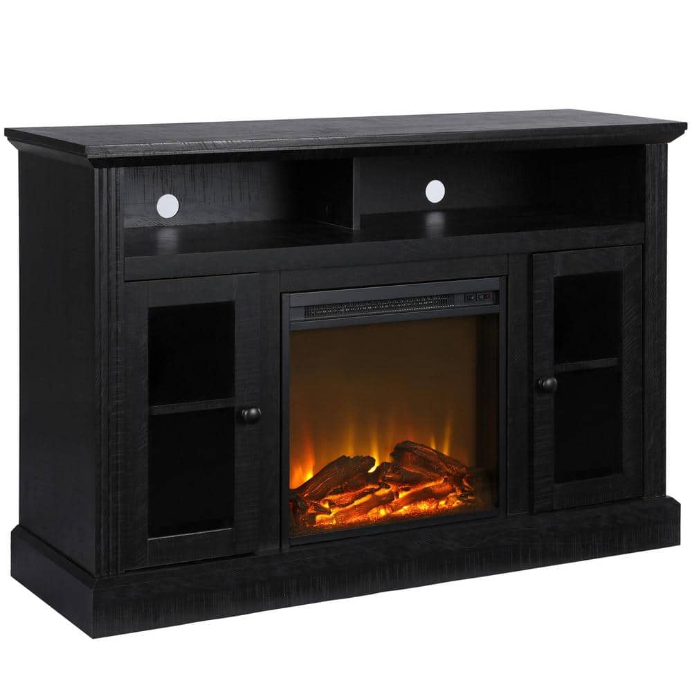 Nashville 47 in. Black Particle Board TV Stand Fits TVs Up to 50 in. with E