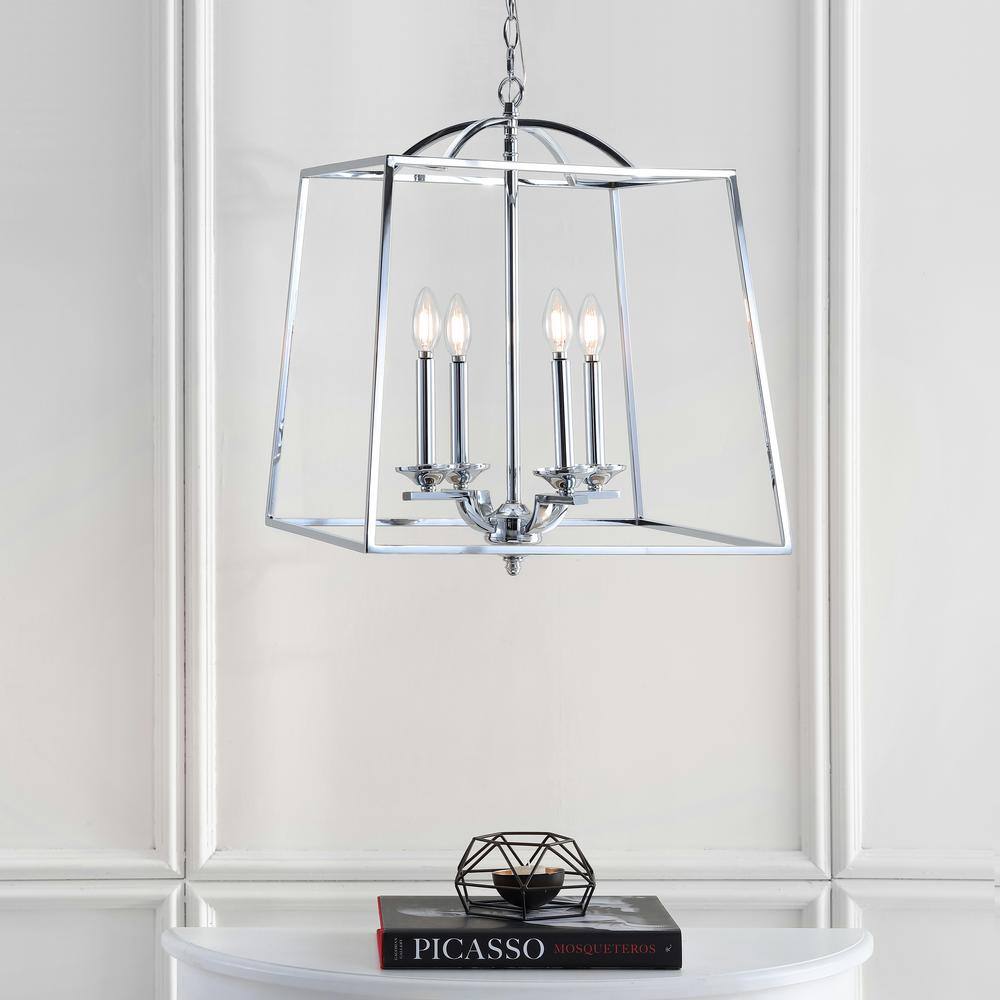 Gloria Polished Chrome 19" LED Lantern Pendant - Adjustable Height