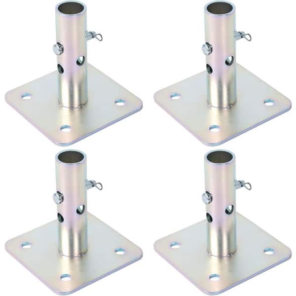 4 Pack Galvanized Scaffold Base Plates 5x5x1-3/8 OD Silver Heavy-Duty Durable Corrosion-Resistant Construction