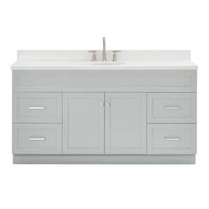 Hamlet 67 in. W x 22 in. D x 36 Single Sink Freestanding Bath Vanity in Grey with Pure White Quartz Top