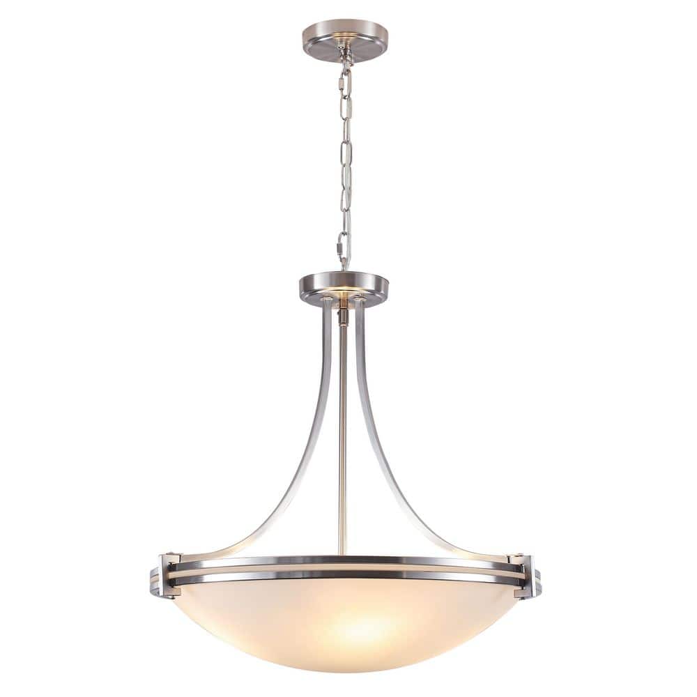 4-Light 20.5 in. 40-Watt Modern Nickel Bowl Pendant Empire Chandelier with Frosted Glass for Kitchen Island Entryway Bar price history on PriceWatchPro