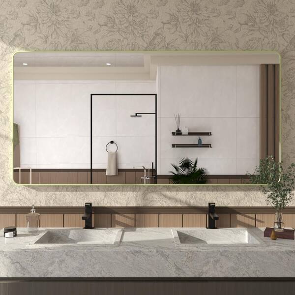 Hermitage Bath Cosy 72 in. W x 36 in. H Rectangular Framed Wall Bathroom Vanity Mirror in matte Green