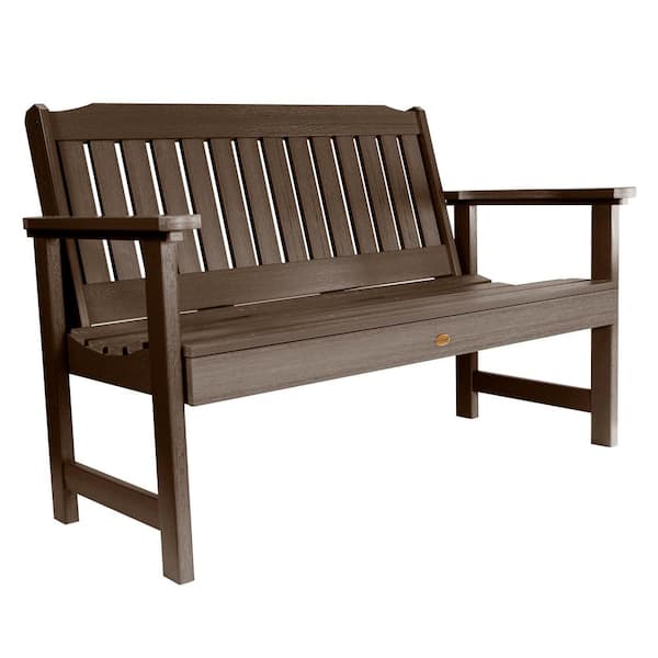 Highwood Lehigh 4 ft. 2-Person Weathered Acorn Recycled Plastic Outdoor Garden Bench