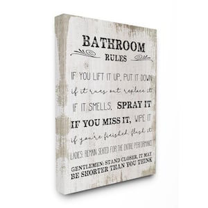 16 in. x 20 in. "Bathroom Rules Wood" by Daphne Polselli Canvas Wall Art