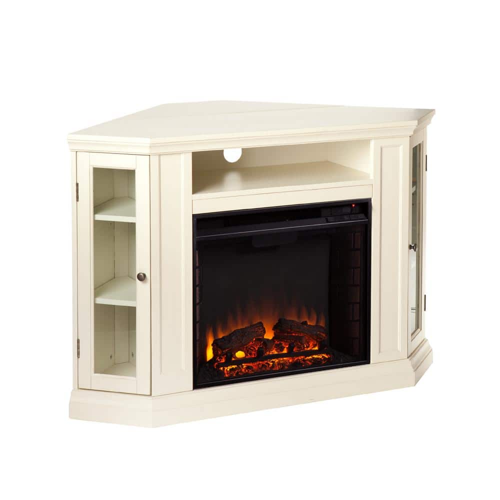 Hudson 48 in. W Convertible Media Electric Fireplace in Ivory