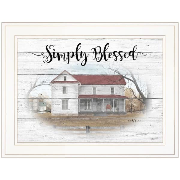 HomeRoots Charlie SIMPLY BLESSED 1-Piece Framed Wall Art 15 in. x 19 in.
