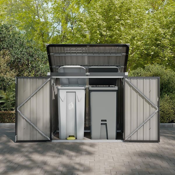 Sizzim 5 ft. W x 2.6 ft. D Trash Can Metal Storage Shed with Chain