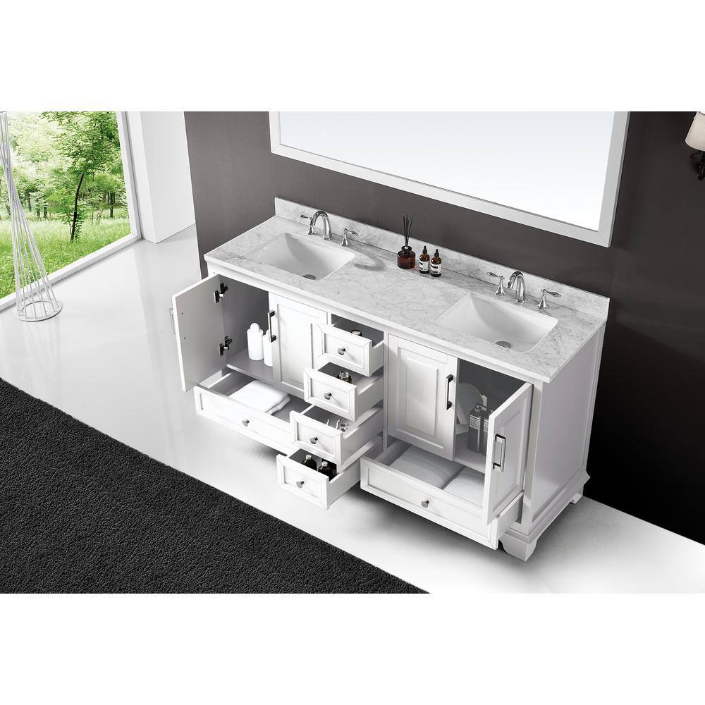 72" Double Freestanding Bathroom Vanity with Inset Paneling