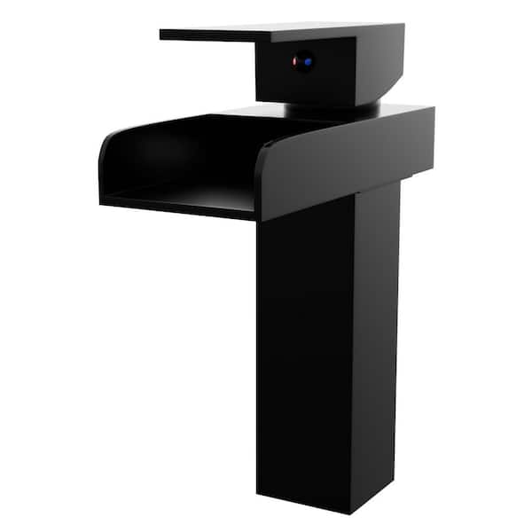 CRAVEN Single Handle Waterfall Single Hole Lavatory Bathroom Faucet in Matte Black