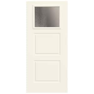 36 in. x 80 in. 2 Panel Right-Hand/Inswing 1/4 Lite Chin.illa Decorative Glass White Steel Front Door Slab