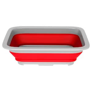 10 L Collapsible Portable Wash Basin Pop-Up Dish Tub and Cooling Chest in Red