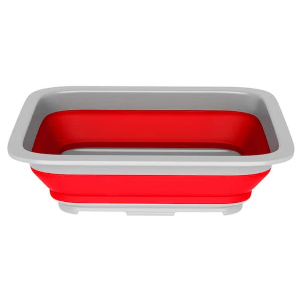 Unbranded 10 L Collapsible Portable Wash Basin Pop-Up Dish Tub and Cooling Chest in Red