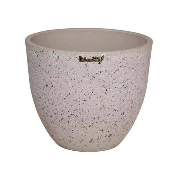 Egg Shape 11.8 in. W x 10.2 in. H Speckle Whitestone Indoor/Outdoor Resin Decorative Planter 1-Pack