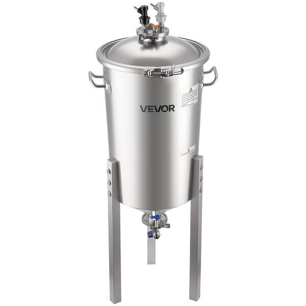 Pressure Fermenter 15 PSI, 8 Gal. Stainless Steel Conical Secondary Fermentation Bucket for Wine, Beer Brewing Equipment