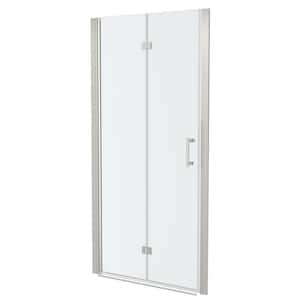 34-35.375 in. W x 72 in. H Bi-Fold Frameless Shower Doors in Chrome Finish with Tempered Glass