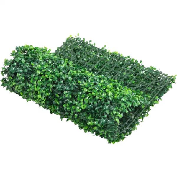 Afoxsos Solid PE Structure 12- Piece 24 x 16 in. Artificial Boxwood Hedge Panels, Grass Backdrop Wall, Green Grass Privacy Fence