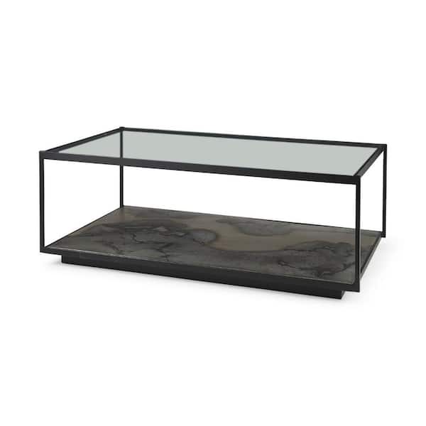 HomeRoots 27.5 in. Rectangle Glass Coffee Table
