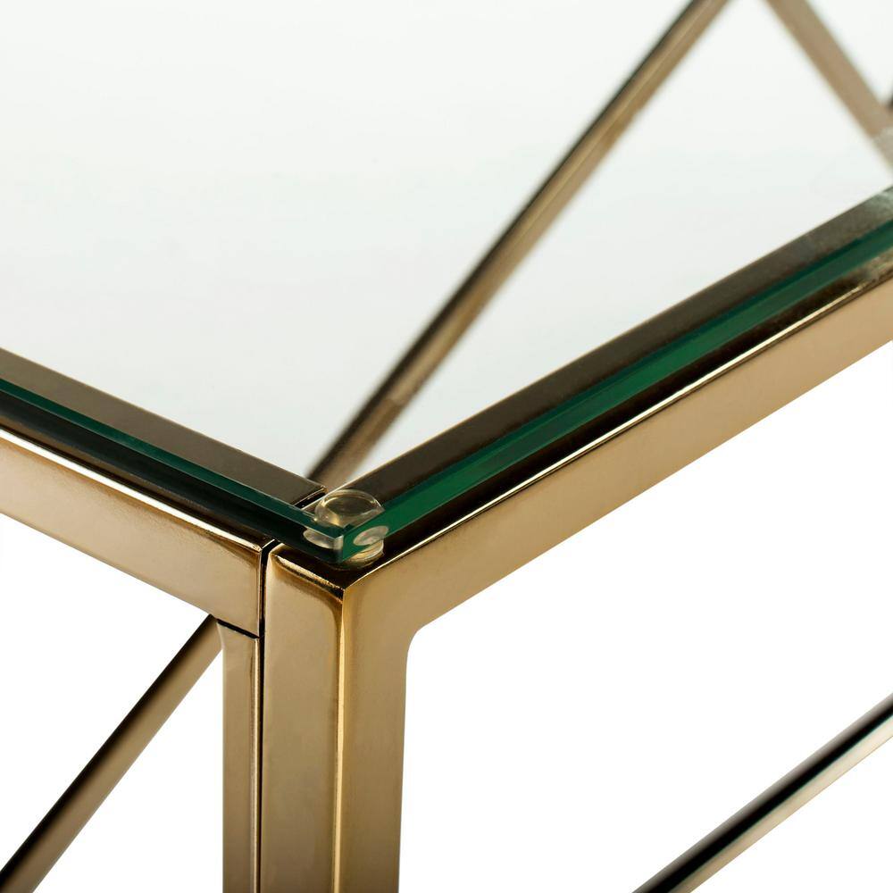 Namiko 48" Silver Rectangular Glass & Brass Console Table