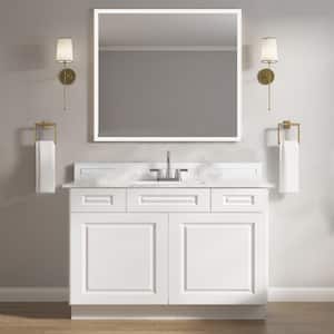 2-Drawer 48 in. W x 21 in. D x 34.5 in. H Ready to Assemble Bath Vanity Cabinet without Top in Raised Panel White