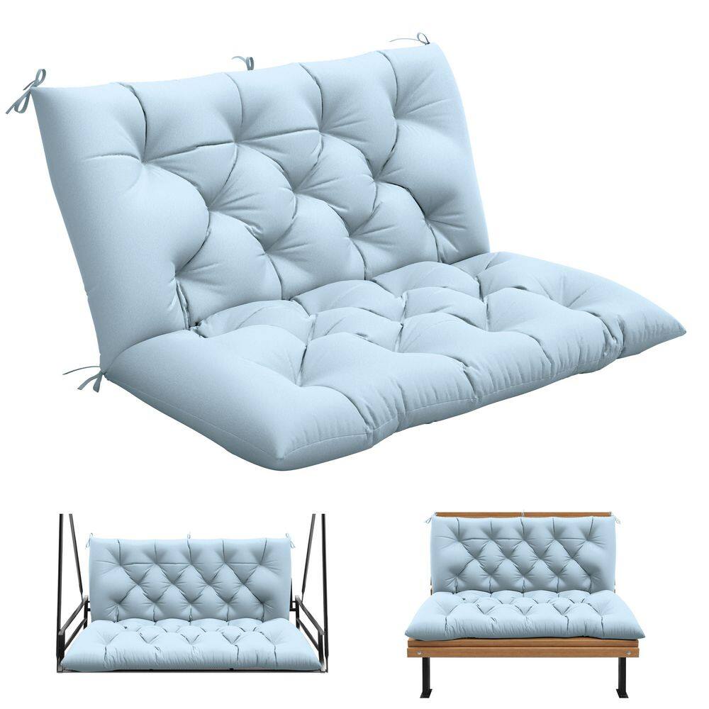 40 in. x 40 in. Patio Contoured Replacement Bench Cushion Outdoor Porch Swing Cushion Cushion Sky