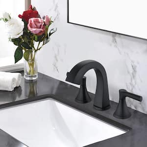 Classic 8 in. Widespread Double-Handle Bathroom Faucet Combo Kit with Drain Assembly in Matte Black