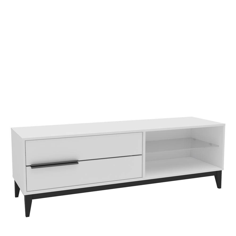 Melrose 59 in. White TV Stand with 2Drawers Fits TVs up to 65 in