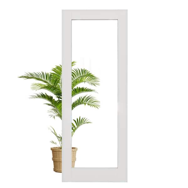 30 in. x 80 in. Solid Core MDF 1-Lite Clear Glass White Primed Standard Interior Door Slab