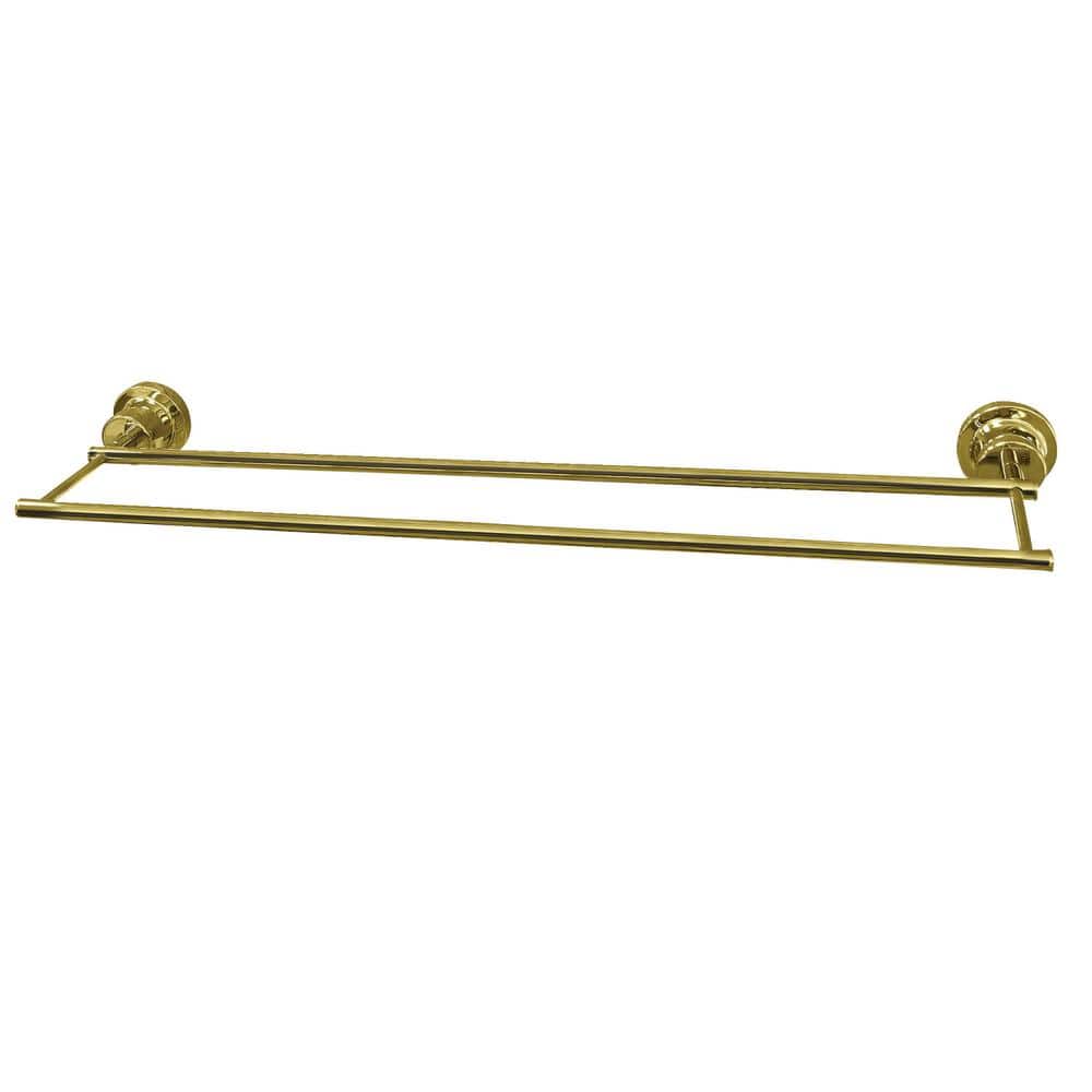 Polished Brass 30-Inch Dual Wall Mounted Towel Bar
