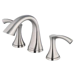 Antioch 8 in. Widespread 2-Handle Mid-Arc Bathroom Faucet w/50/50 Touch Down Drain 1.2 GPM Brushed Nickel