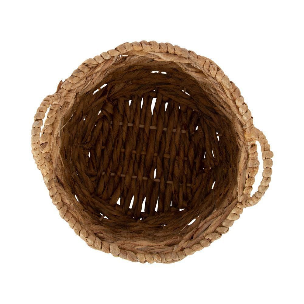 Natural Seagrass Round Woven Storage Basket with Handles