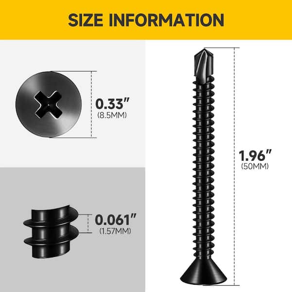 #10 x 2 in. Black Oxide 410 Stainless Steel Phillips Flat Head Self Drilling Sheet Metal Screws (100-Pack)
