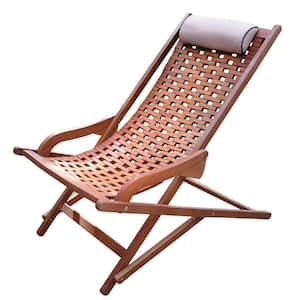 Folding Eucalyptus Swing Outdoor Lounge Chair with Head Pillow
