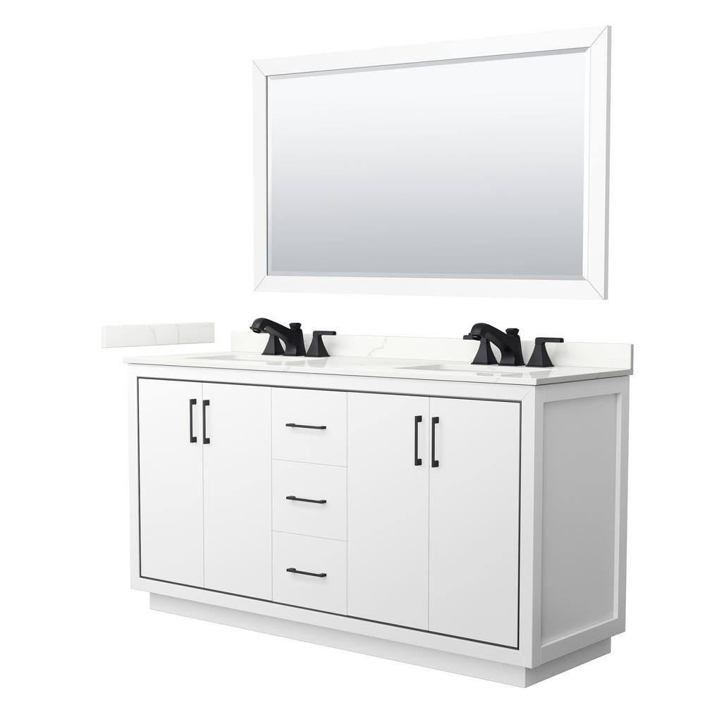 Icon 66 in. W x 22 in. D x 35 in. H Double Bath Vanity in White with Giotto Quartz Top and 58 in. Mirror price history on PriceWatchPro