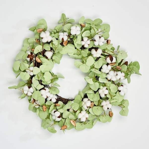 Worth Imports 24 in. Artificial Cotton with Lvs Wreath
