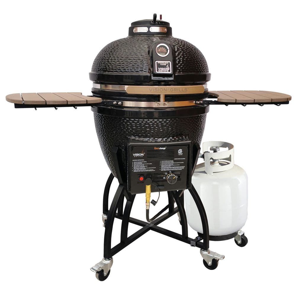 beruset lemmer FALSK Vision Grills 22 in. Kamado Dual Fuel Charcoal/Gas Grill in Black with  Cover, Gas Burner Kit, Cart, Shelves, Lava Stone, Ash Drawer S-4C1D1-H -  The Home Depot