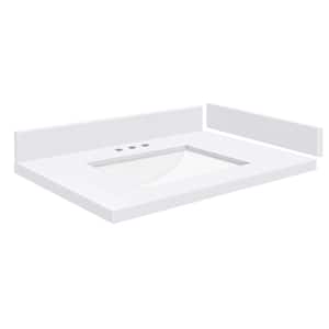 Silestone 25.25 in. W x 22.25 in. D Quartz White Rectangular Single Sink Vanity Top in Miami White