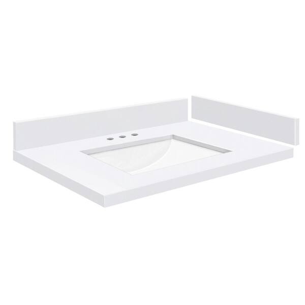 Transolid Silestone 25.25 in. W x 22.25 in. D Quartz White Rectangular Single Sink Vanity Top in Miami White