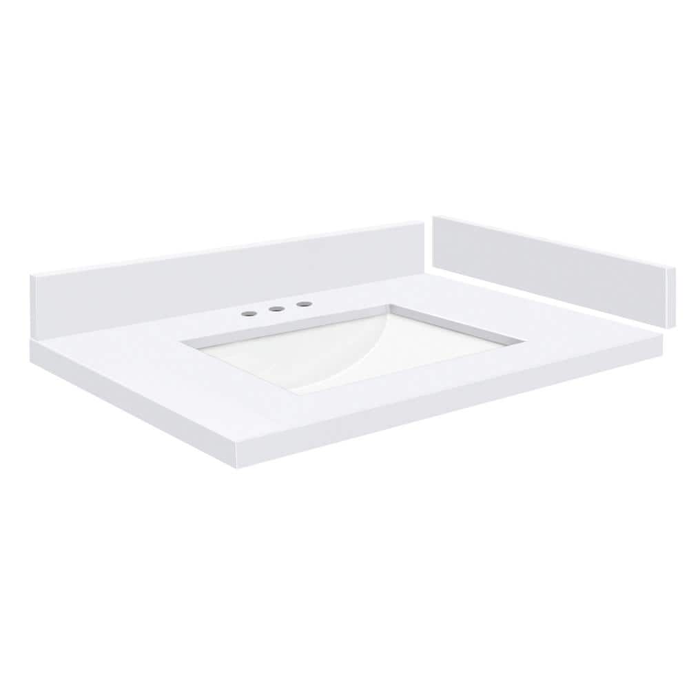 Silestone 27.5 in. W x 22.25 in. D Quartz White Rectangular Single Sink Vanity Top in Miami White price history on PriceWatchPro