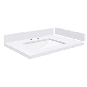 Silestone 27.5 in. W x 22.25 in. D Quartz White Rectangular Single Sink Vanity Top in Miami White