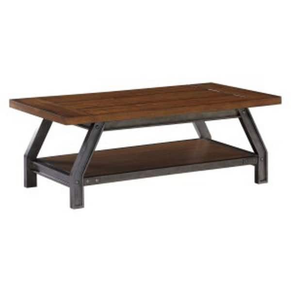 Benjara 48 in. Brown Rectangle Wood Coffee Table with Open Shelf