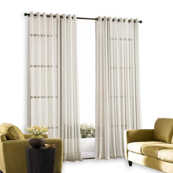 Curtainworks Soho Voile Oyster 59 In. W X 120 In. L Grommet Curtain Panel