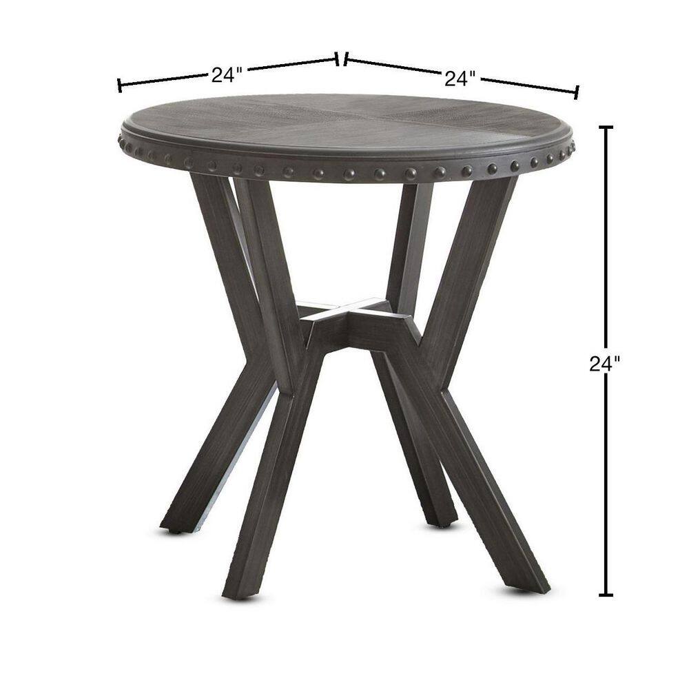 Contemporary 24" Gray Wood & Metal Round End Table