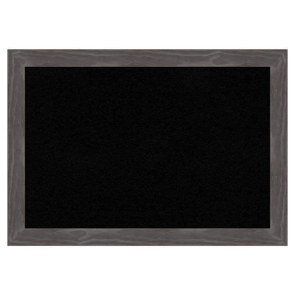 Amanti Art Woodridge Rustic Grey Wood Framed Black Corkboard 27 in. x ...