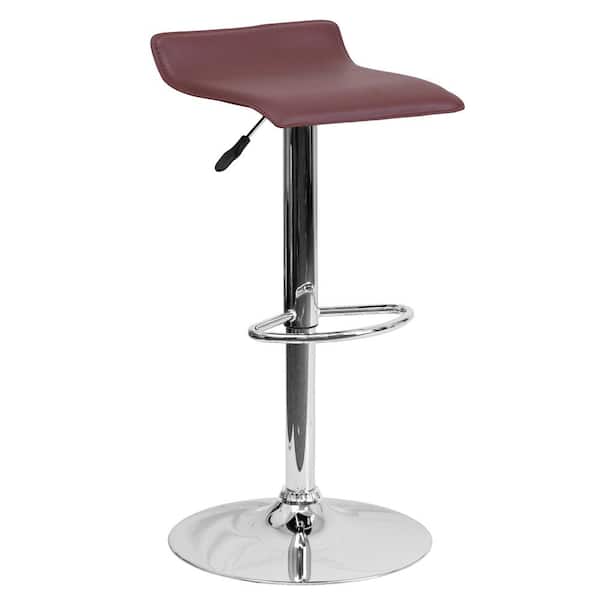 Flash Furniture 31.25 in. Adjustable Height Burgundy Cushioned Bar Stool