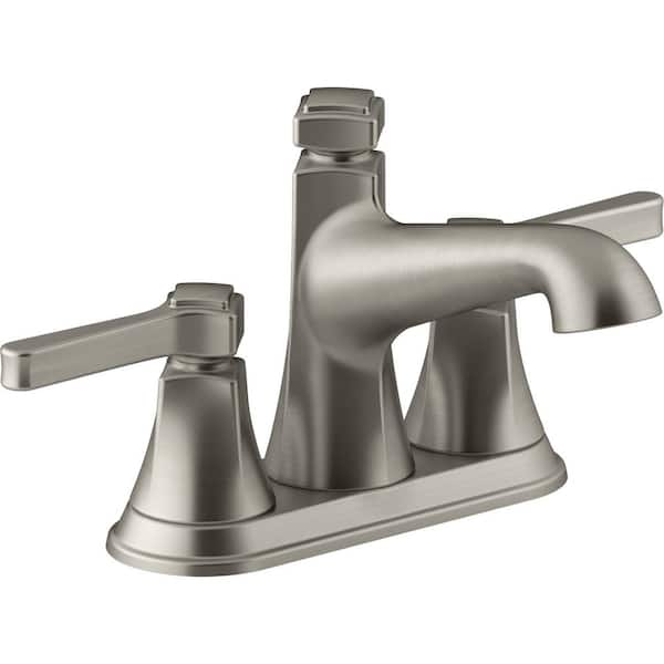 KOHLER Georgeson 4 in. Centerset 2-Handle Bathroom Faucet with Drain in Vibrant Brushed Nickel