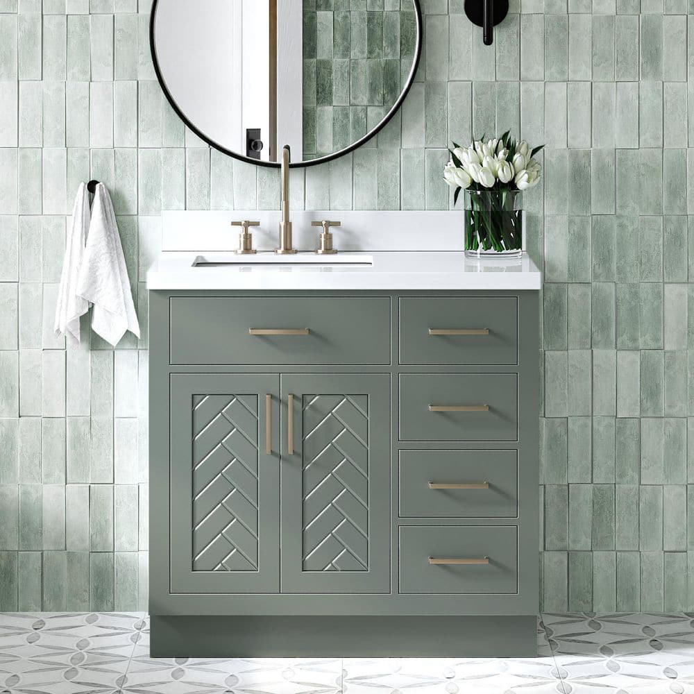 ARIEL Herringbone 48 in. Single Sink Freestanding Bath Vanity in